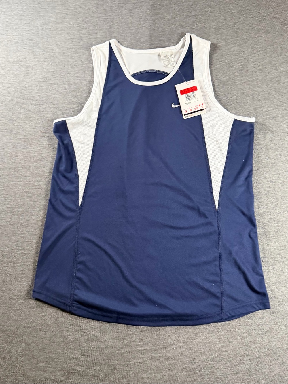NWT Nike Team Youth L 12-14 Dri-FIT Track Running Singlet Navy White